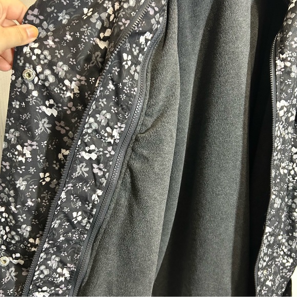 Woman Within Black Floral Removable Liner Rain Jacket - Picture 6 of 9